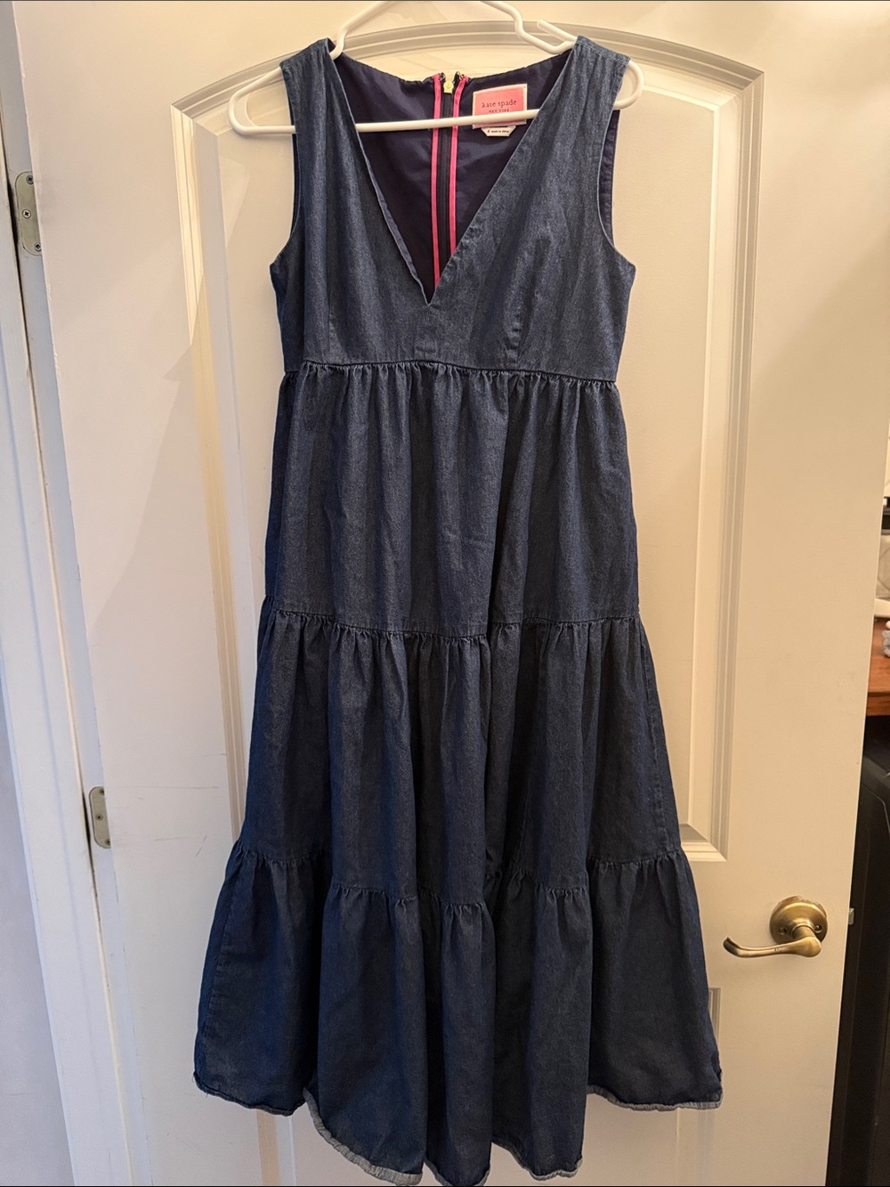 kate spade Dark Blue Denim Tiered V-Neck Maxi Dress